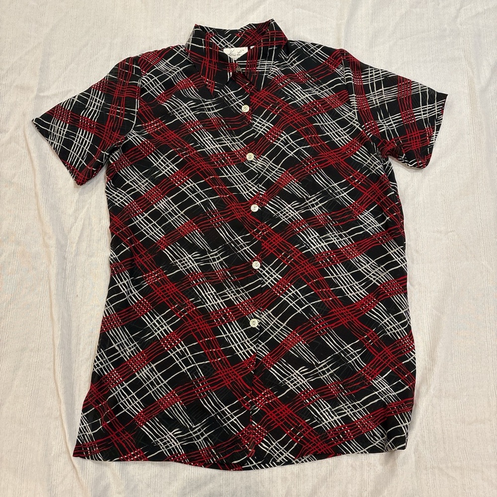 Vintage Sheer Long Plaid Shirt